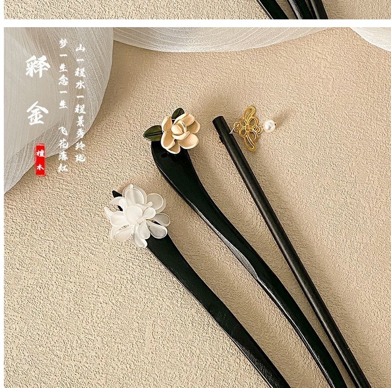 Sandalwood hairpin for women, new Chinese-style wooden hairpin, ancient style and high-end feel, wooden hair bun hairpin, simple and modern style hair hairpin pic 6