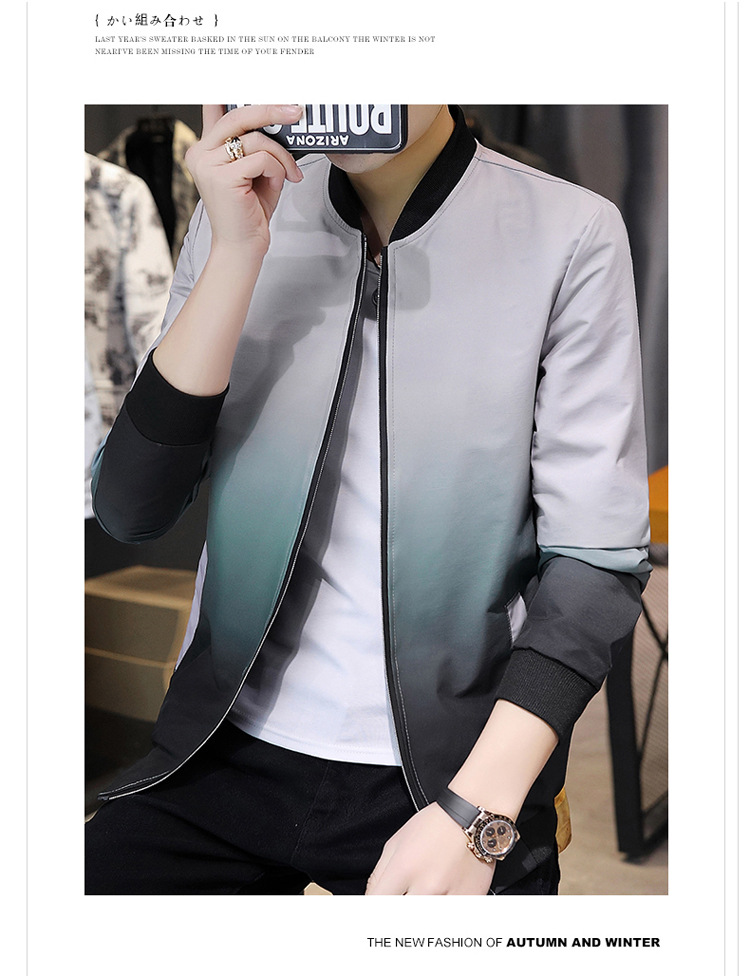 Comercio exterior primavera/otoño 2022 chaqueta versátil para hombres versión coreana slim fit baseball wear tendencia para hombres gradiente de estilo casual abrigos pic 13