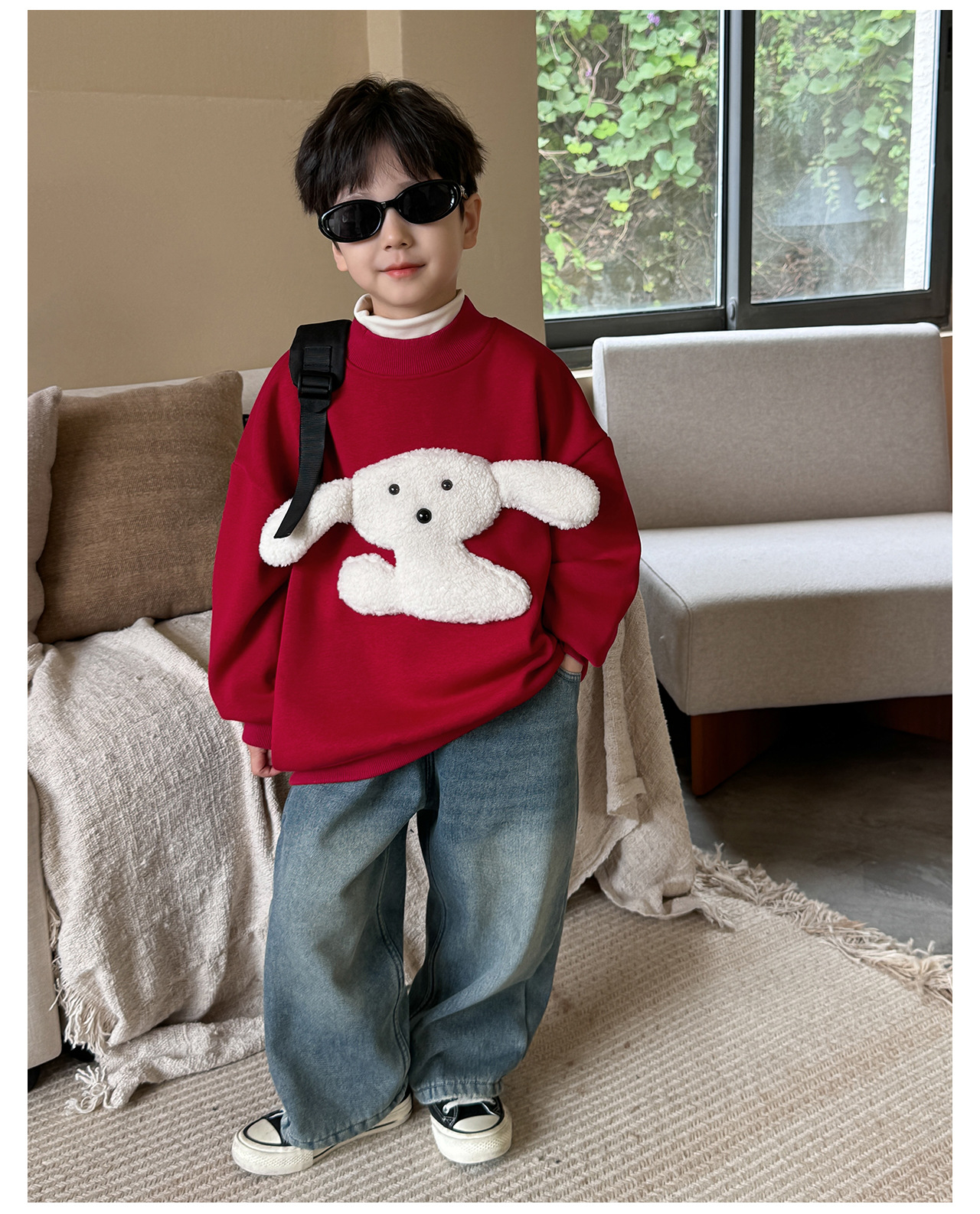 童酷2024儿童冬款湖州织里童装可爱宝宝上衣立体小狗加厚男童卫衣详情14