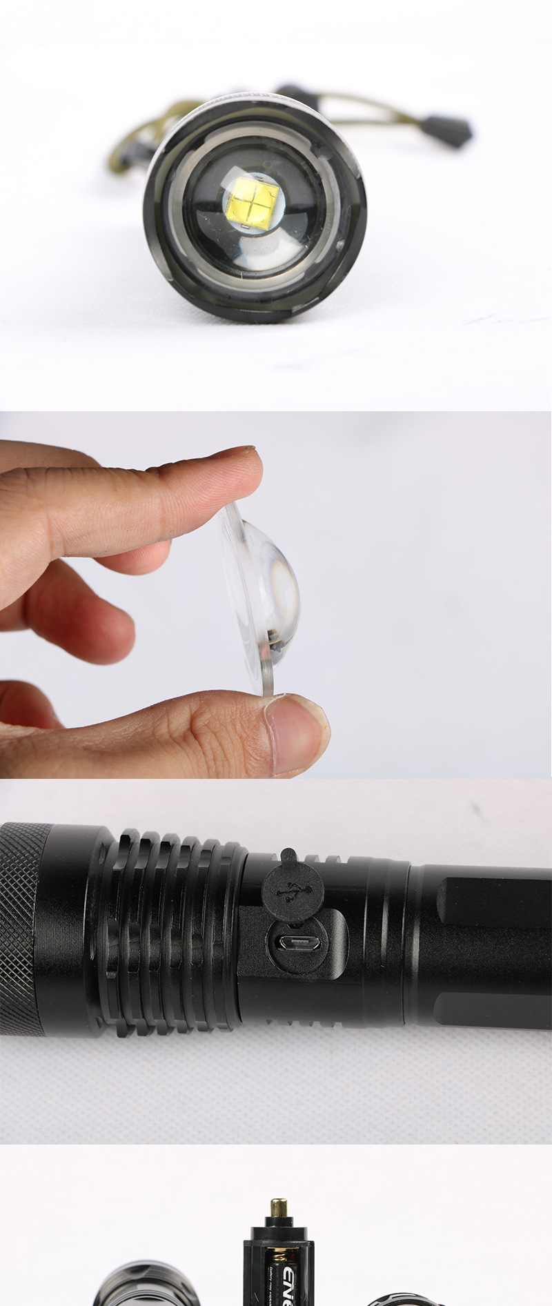 跨境新款XHP50铝合金伸缩手电筒 电量显示USB充电P50强光手电筒 pic 4