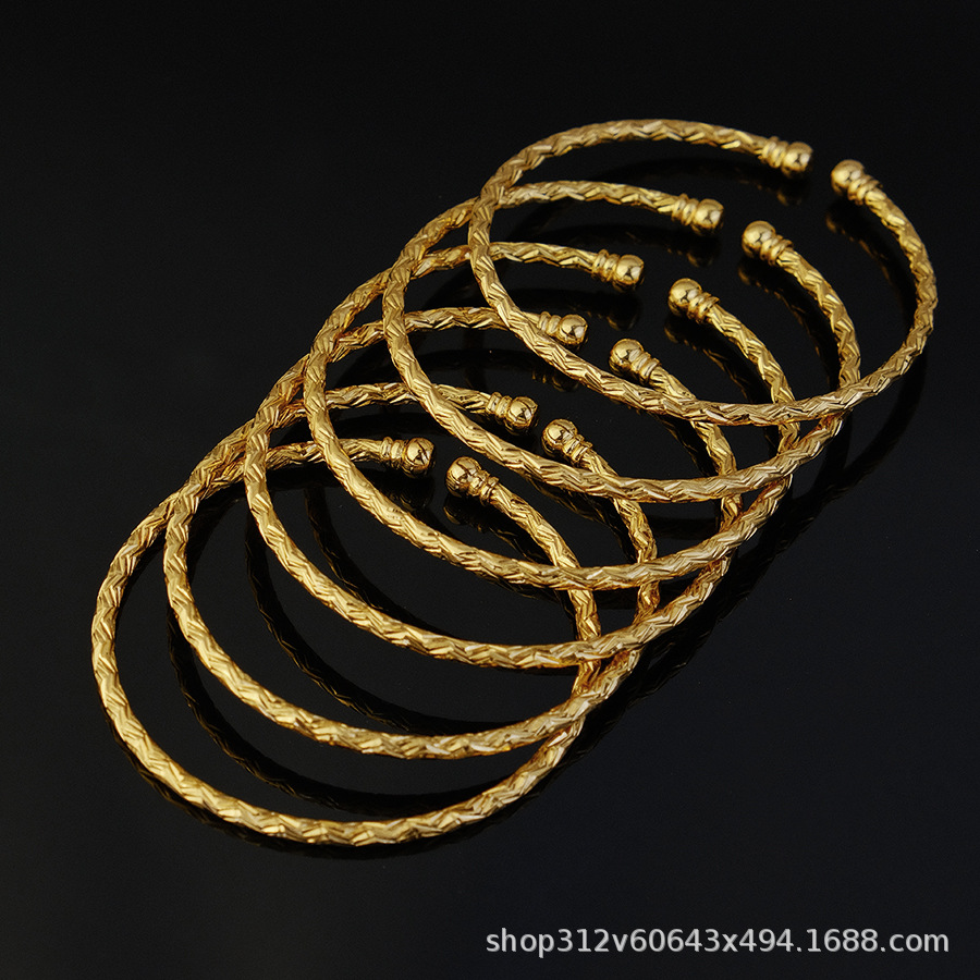3MM gold-plated bracelet for women, African gold bead bracelet, gift for Ethiopian wedding brides pic 4