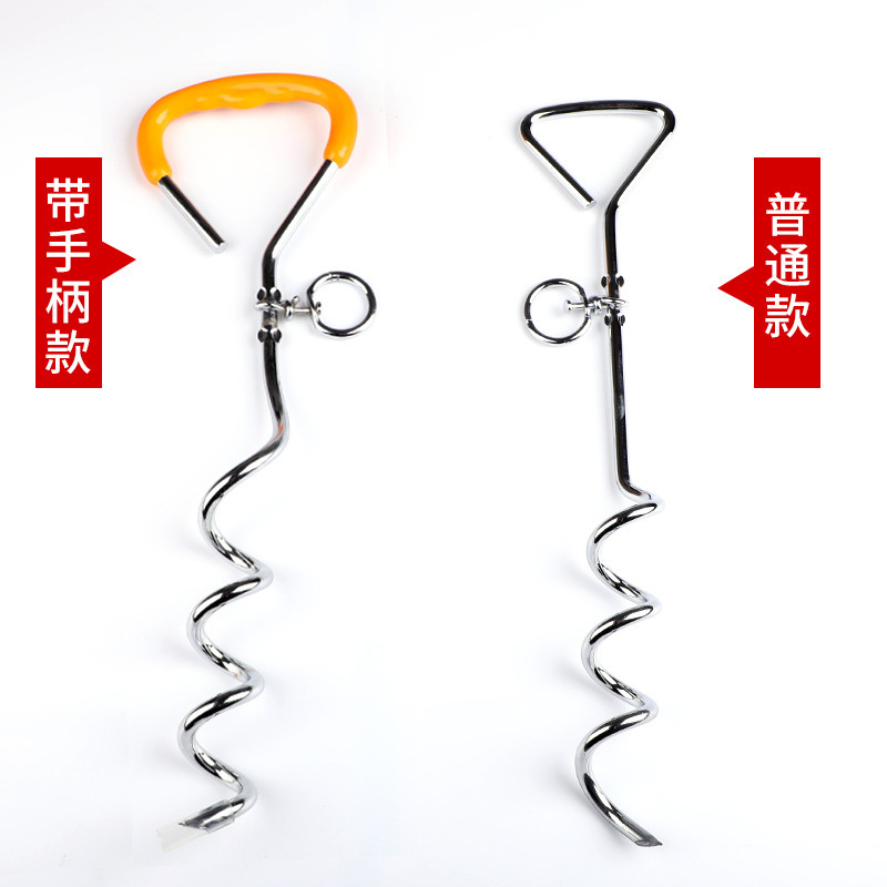 Outdoor spiral ground studs for pet dogs, fixed dog studs, double-ended one-to-two steel wire leash matching dog studs pic 1
