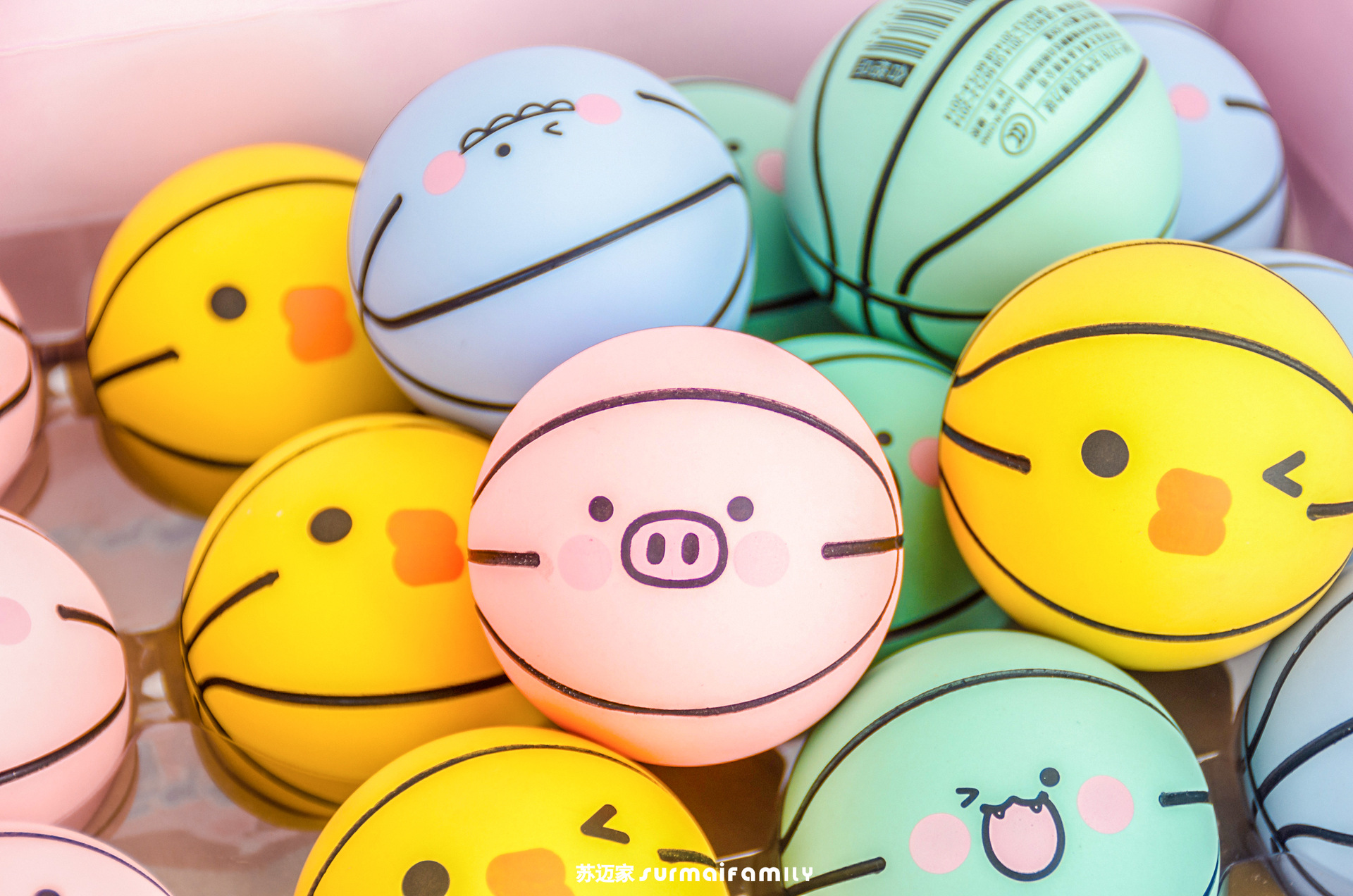 苏迈家卡通迷你篮球高弹性橡胶空心弹力球解压投篮壁球儿童玩具球详情9