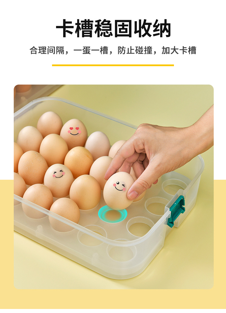 Portable household refrigerator egg box, 24 pieces, duck egg preservation box, multi-functional plastic storage box with snap-on pic 4