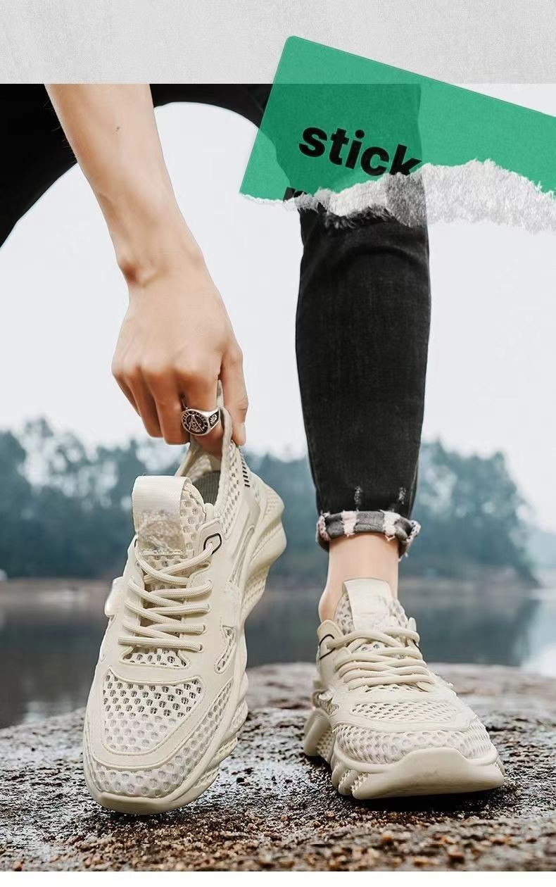 网面时尚登山鞋2024新款夏季轻薄休闲鞋大网眼镂空透气速干运动鞋详情9