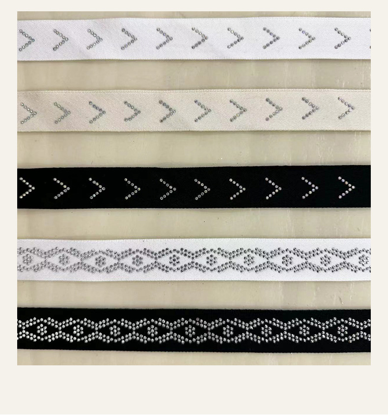 新款25mm缎带亮钻织带彩色烫钻图案logo亮片钻石织带服装发饰肩带详情10