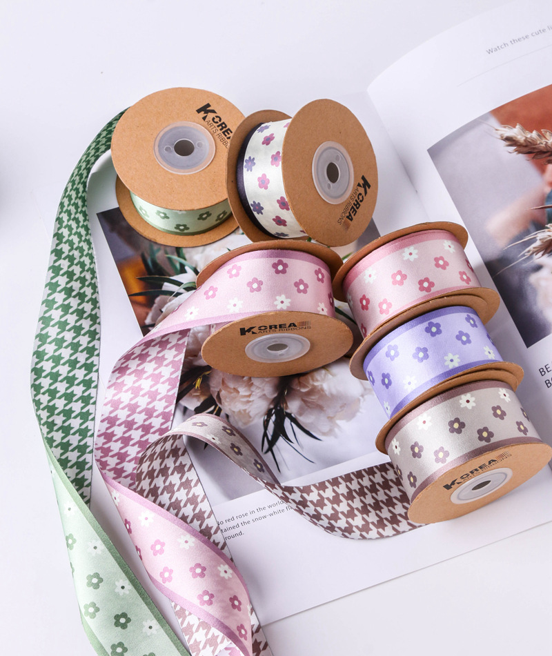 AB side small floral patterns, thousand bird patterns, printed webbing, flower gift packaging, DIY hair accessories, bow bag decoration pic 8