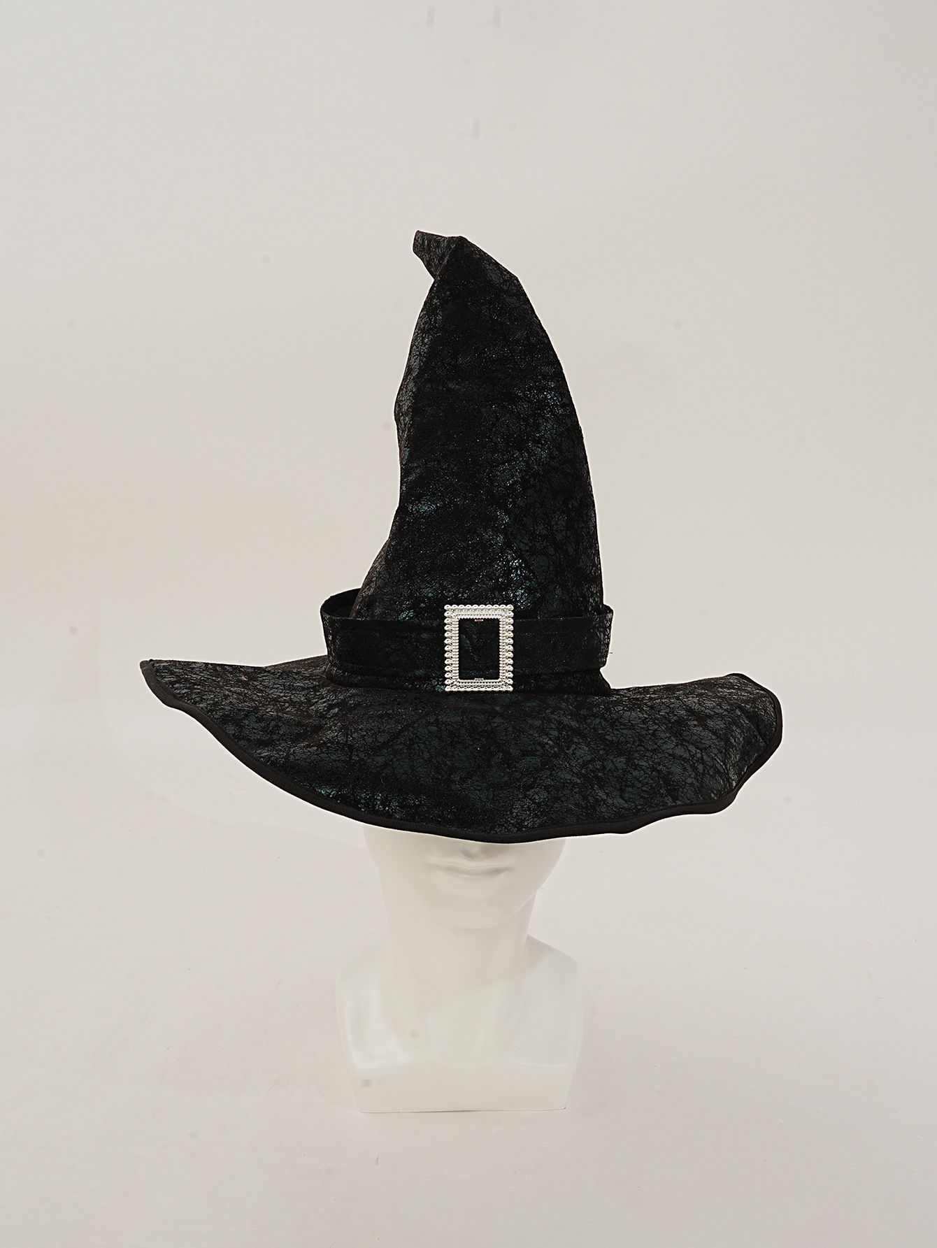 New faux cashmere black Halloween ghost pumpkin digital print scarf Magic Awakening Wizard hat set pic 7