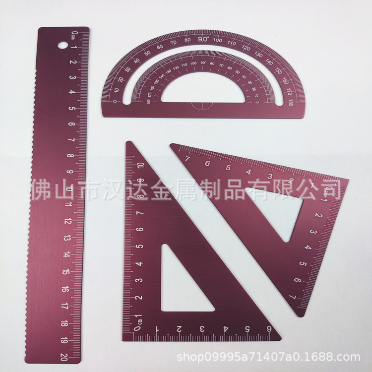 抖音同款铝合金套尺 激光刻字尺子四件套 学生绘图三角尺工具套装详情18