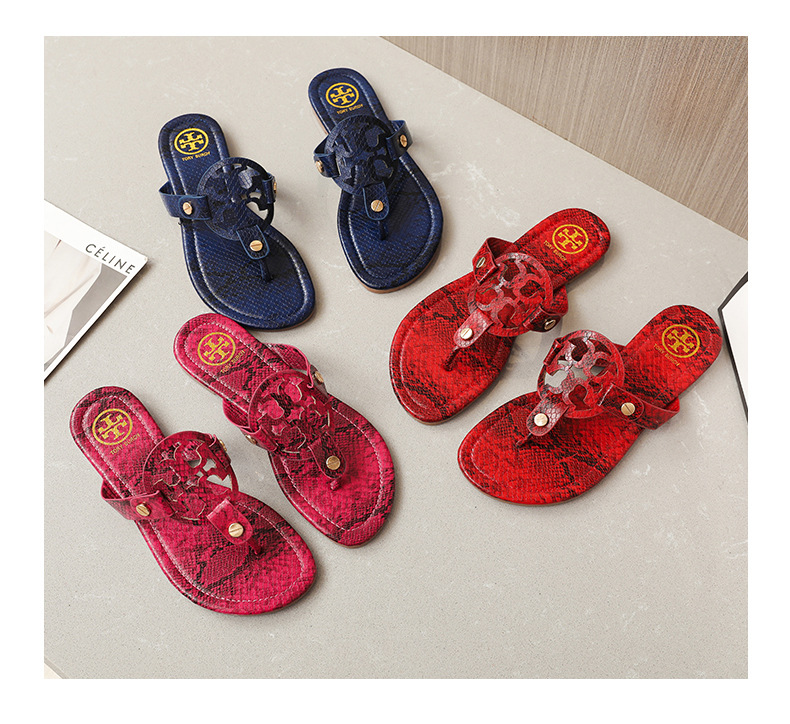 TB皮革人字拖鞋女鞋夏季美国大牌时尚女士凉拖鞋slippers欧美跨境详情25