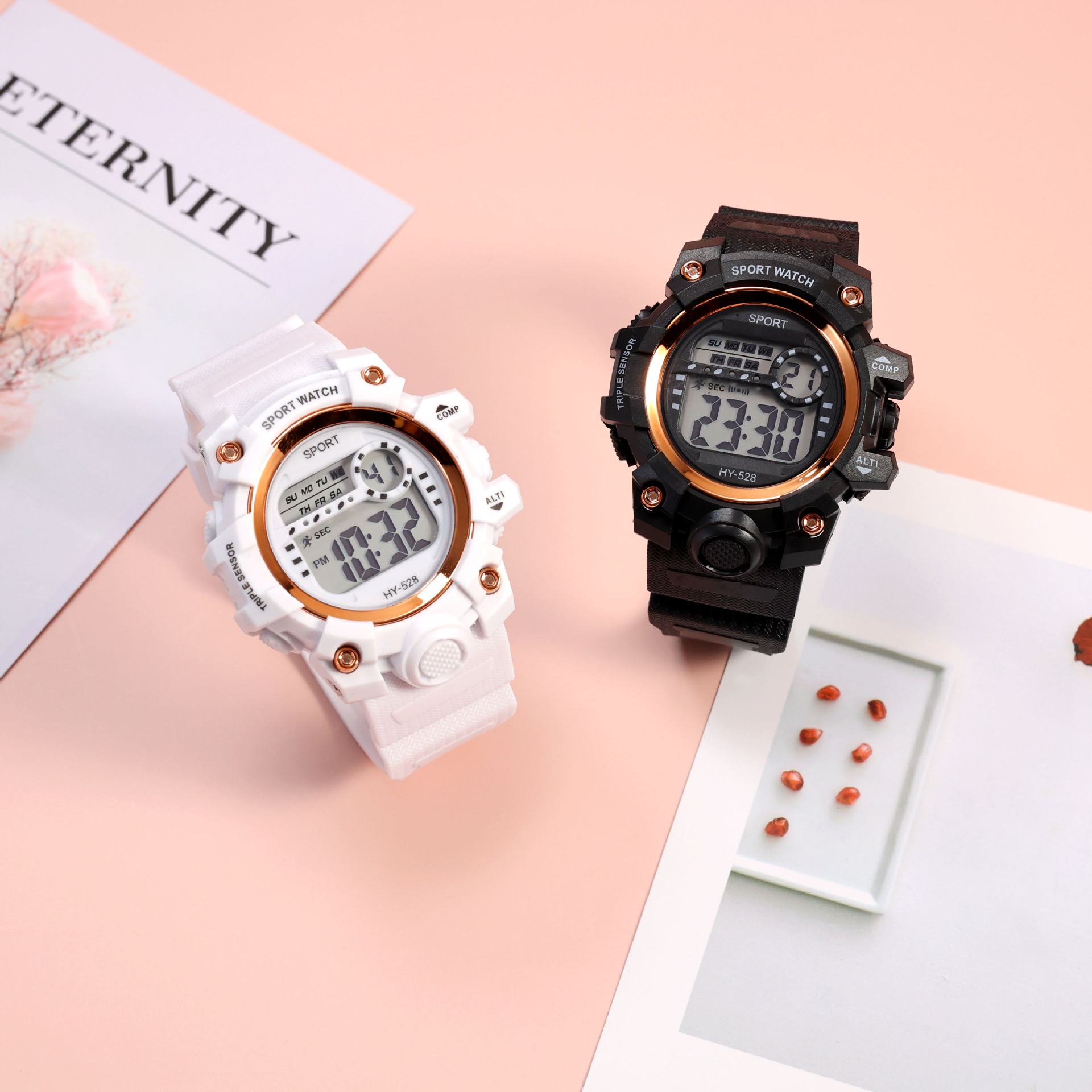 新款韩版时尚男女生多功能电子表中小学生运动闹钟夜光LCD电子表详情3