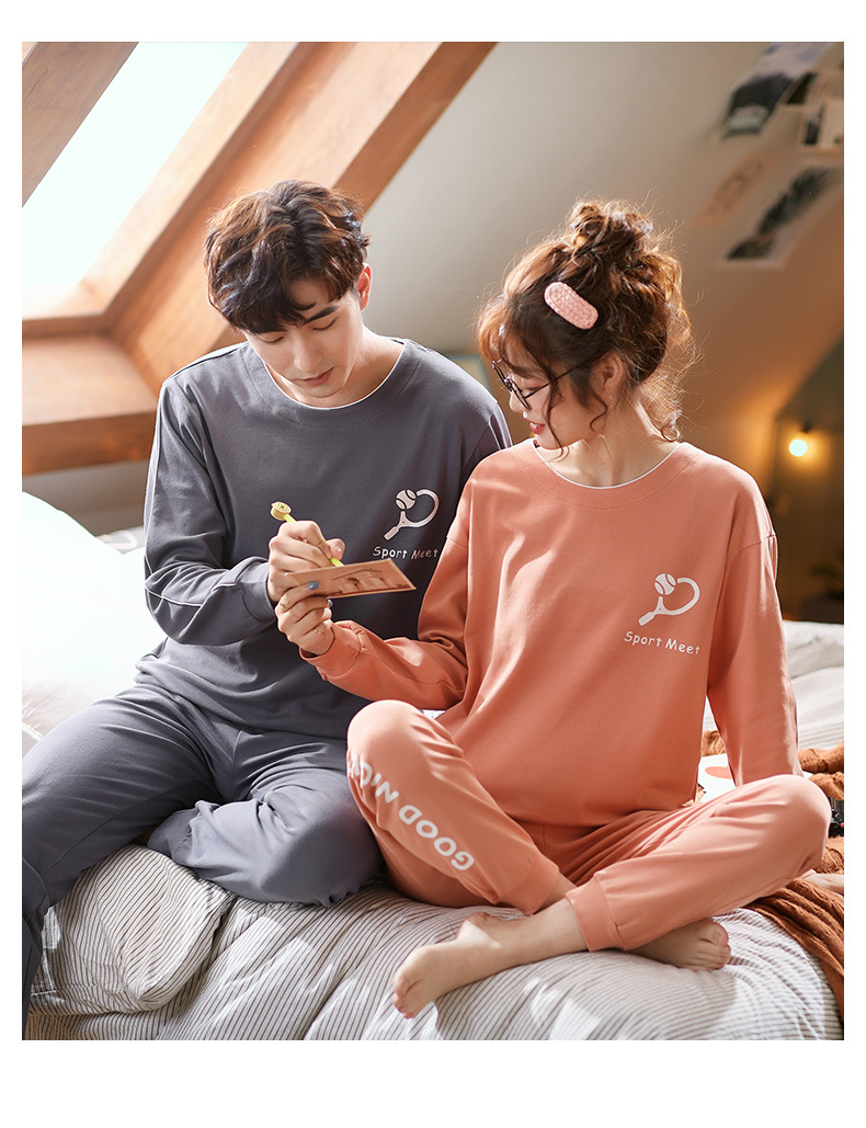 品牌情侣睡衣女长袖纯棉冬季新款韩版男士大码秋冬全棉家居服套装详情74