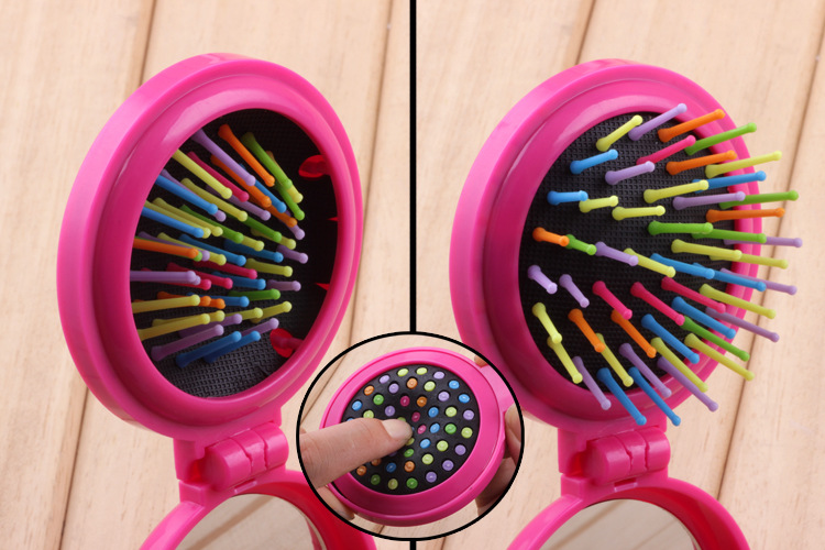 紈媚直供彩虹迷你翻蓋式鏡梳氣囊梳子創(chuàng)意便攜式折疊鏡子梳按摩梳詳情8