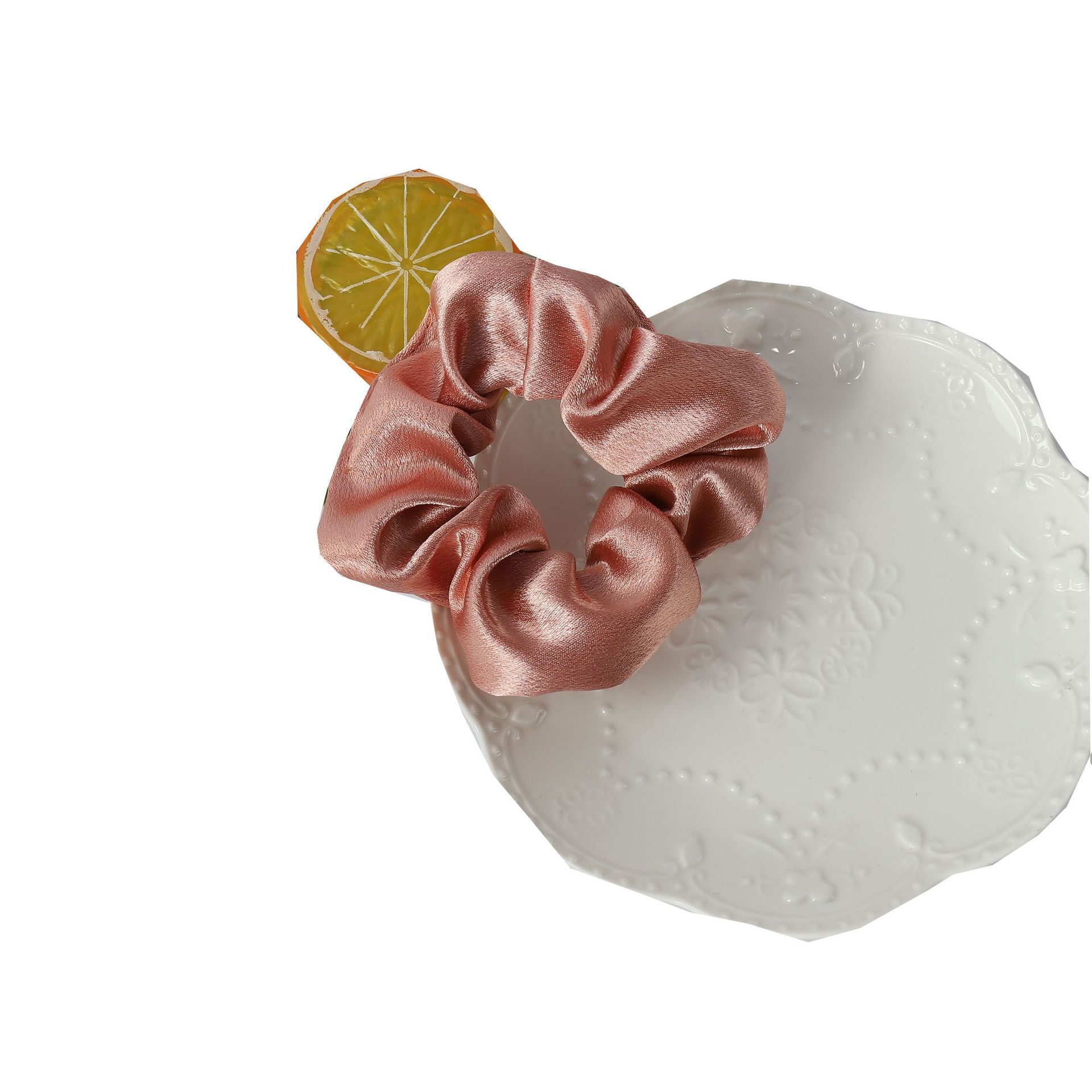 Cross-border solid-color crystal satin hair tie, elegant headwear, simple hair tie, hair accessory, small hair band, large fat intestine hair band pic 31