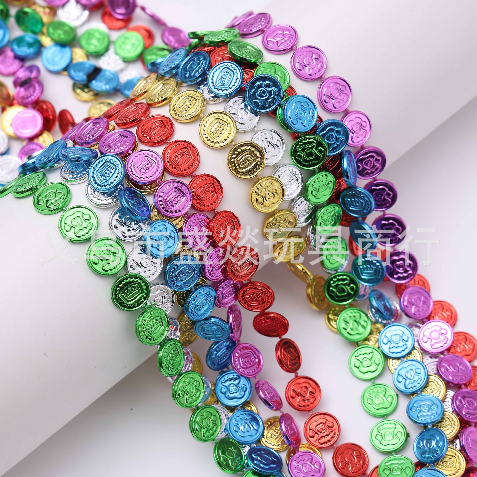 跨境小丑钱币金币电镀珠链彩色项链独立日狂欢万圣节派对波珠链详情4