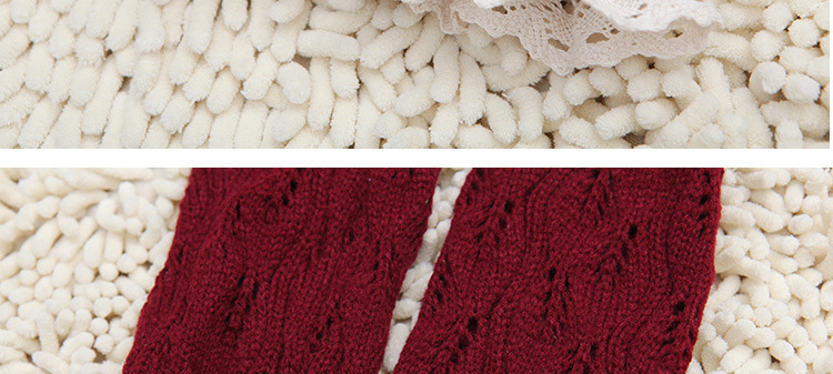 Korean knitted warm leg guards for autumn and winter, sweet solid color lace cutout leg covers, loose button ankle boot covers pic 51