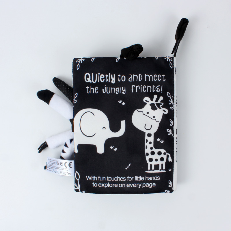 Tail cloth books, toy books, baby cloth books, sound paper enlightenment books, black and white red cloth books pic 6