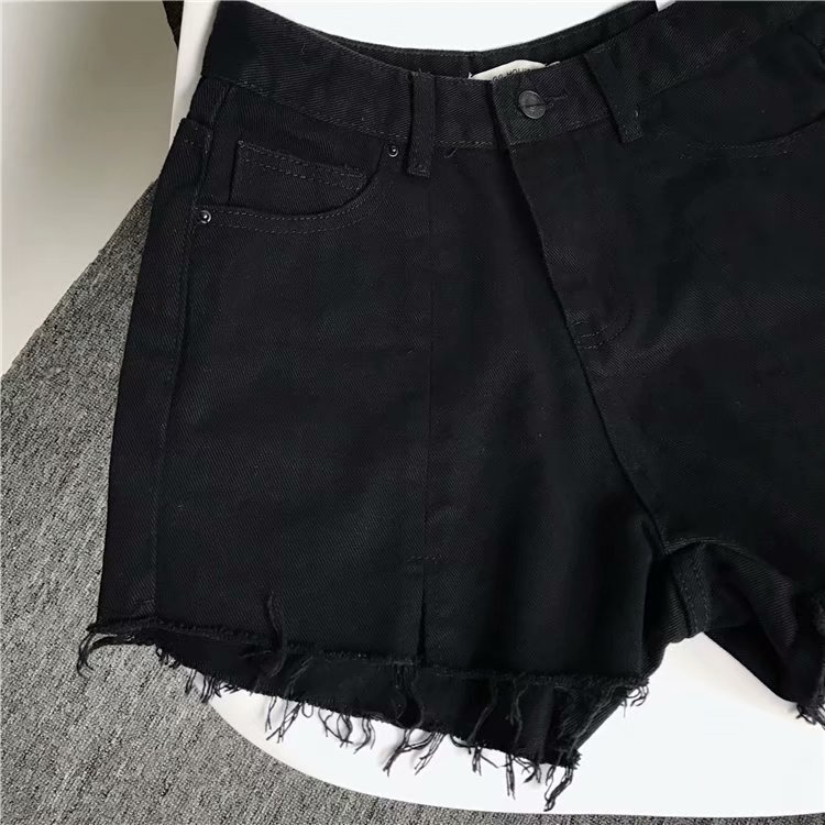 New Korean-style loose student high-waisted chic pants, hot pants with frayed edges and slit denim shorts for women pic 15