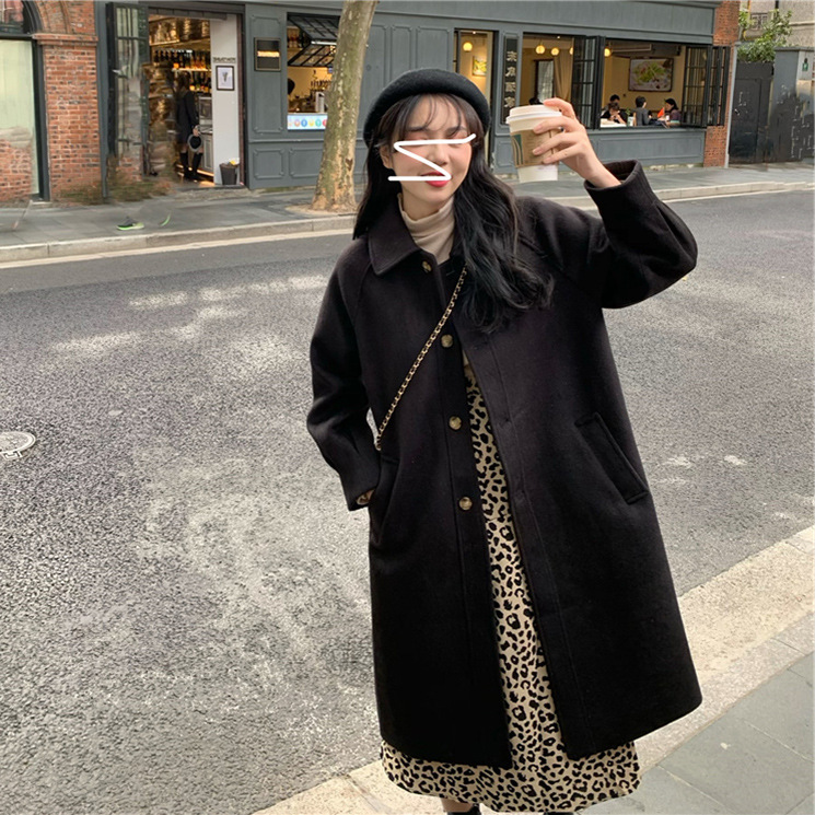 女大衣高级感2022秋冬款韩版学院风呢子风衣气质中长款毛呢外套女详情7