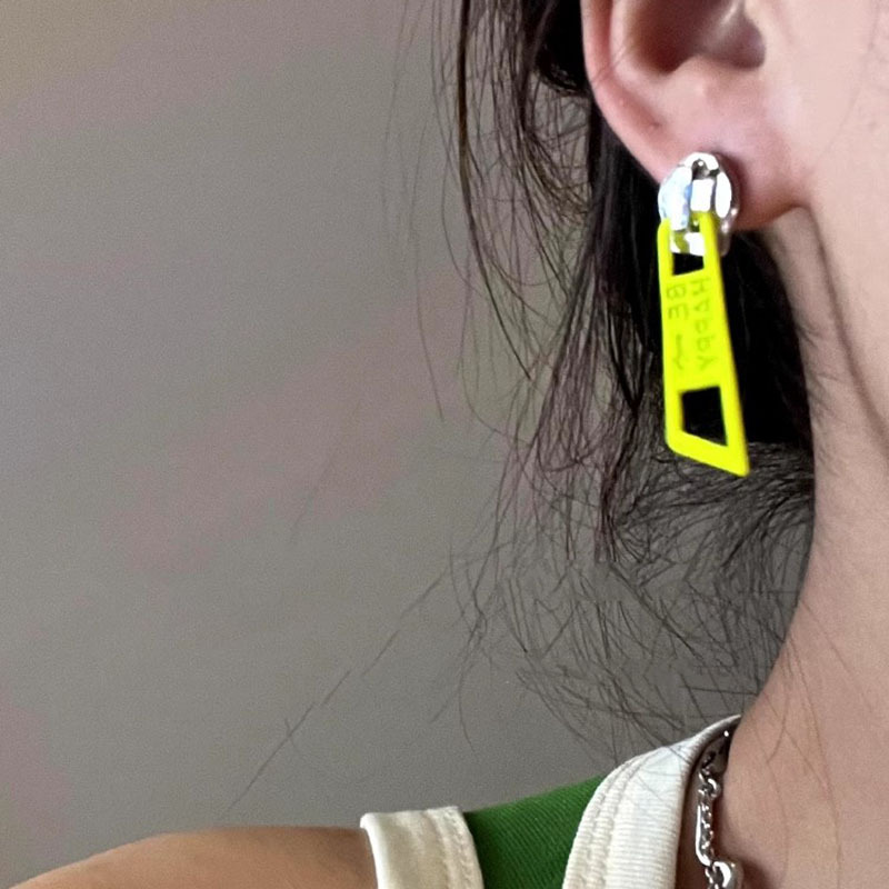 Niche design irregular metal zipper buckle earrings for women, fashionable, individual, simple and elegant, versatile stud earrings pic 13
