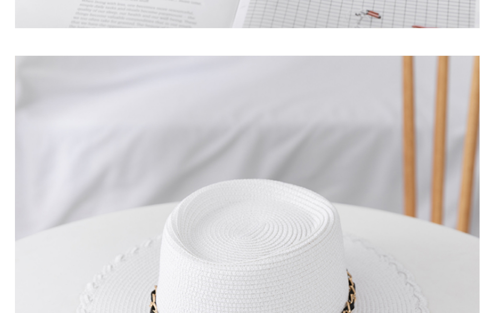 依慕栩韩版花边金属配件草帽草编帽子男女士户外旅游遮阳帽太阳帽详情20