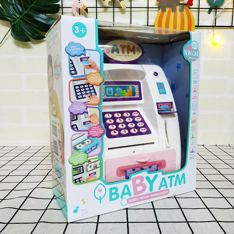 新款英文存钱罐创意儿童迷你保险柜卡通密码卷币储蓄罐详情6