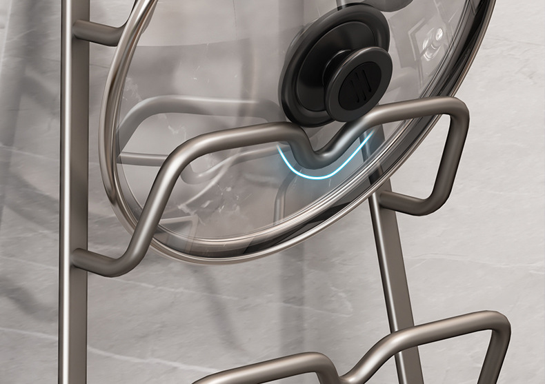 Pot lid rack, wall-mounted kitchen storage rack without drilling, large cutting board placement device, household storage, multi-layer cutting board rack pic 9