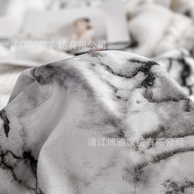 Boya Home Textiles Cross-border Amazon marble-patterned pure cotton plain printed quilt covers, pillowcases, two or three pieces bedding sets pic 13