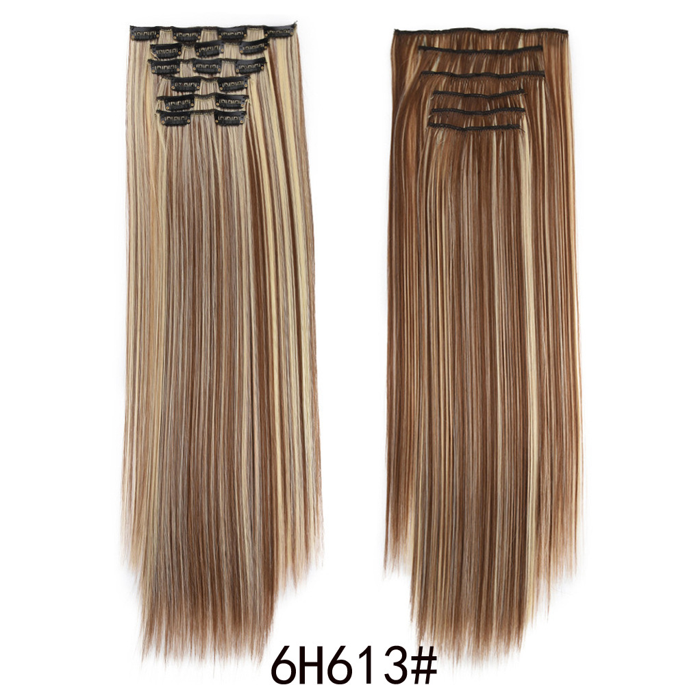 16-clip long straight hair wig for women, 6-piece clip hair extension, 6-piece straight hair extension, 6-piece hair extension pic 14