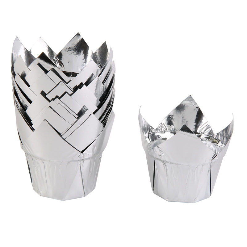 金色郁金香纸杯蛋糕托马芬杯火焰杯烤箱耐高温麦芬淋膜纸托详情4