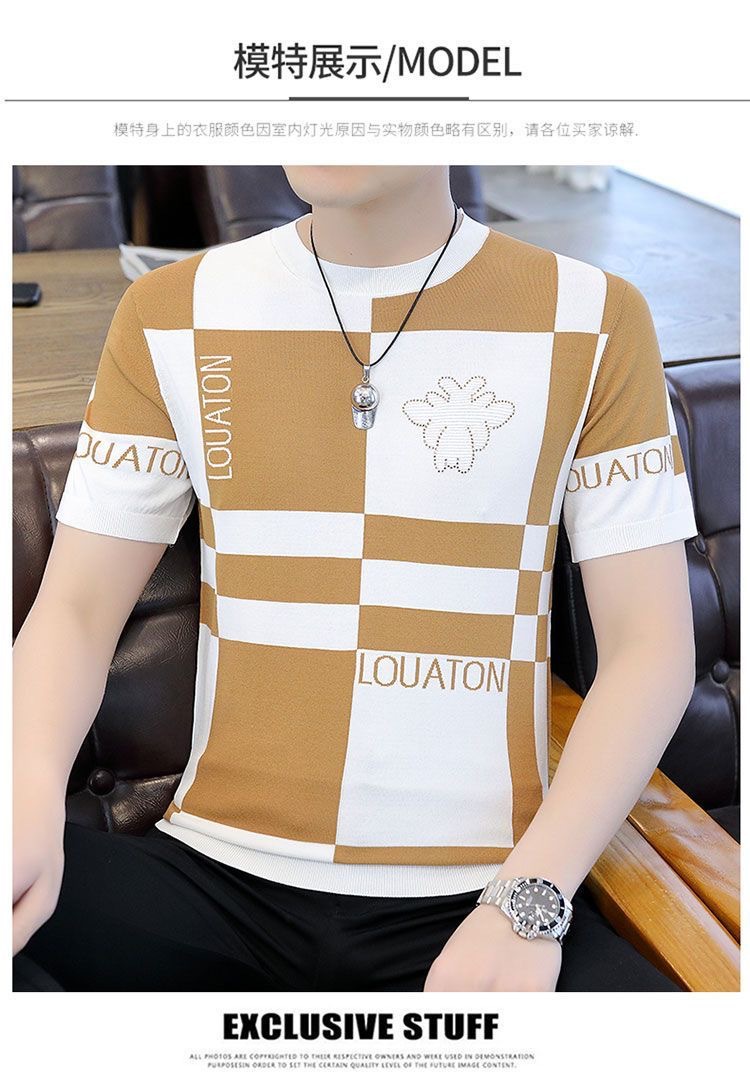 源头厂家2024夏季冰感透气时尚短袖T恤男新款青少年休闲百搭T恤男详情2