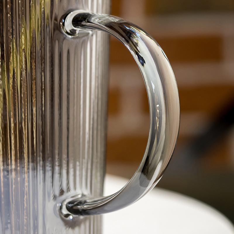 Creative summer high borosilicate glass cup, popular coffee cup, transparent vertical pattern afternoon tea cup set, tea brewing cup wholesale August ceramic pic 13