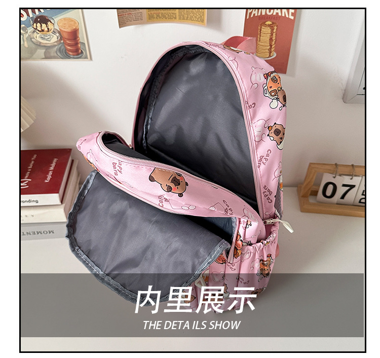 可爱印花卡通大容量卡皮巴拉书包时尚男孩女童学生轻便百搭双肩包详情10