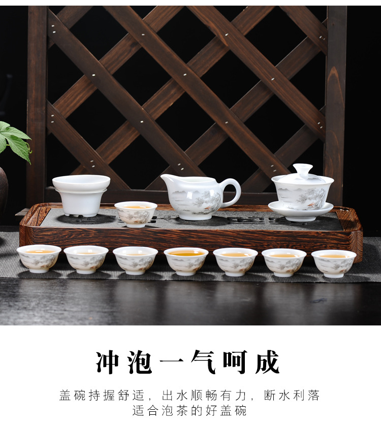 Factory direct sales of Kung Fu tea sets, including ceramic tea cups, white porcelain complete sets, blue and white tea cups, covered bowls, and tea sets. Logos can be made pic 12