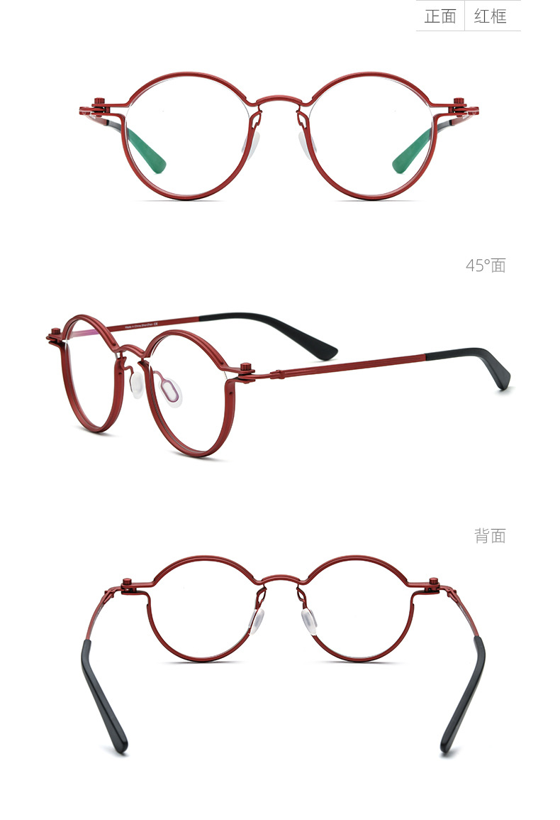 Pure titanium Italian handcrafted glasses frame round frame for men and women steampunk motorcycle can be paired with myopia glasses and plain glasses. New pic 16