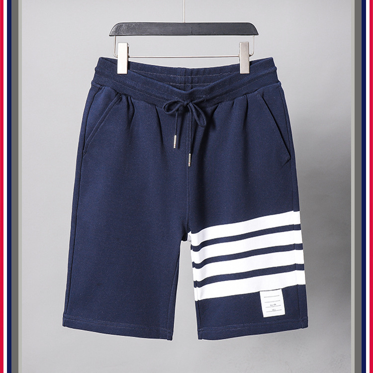 TB teñido teñido cuatro barras rayas moda hombre verano moda pantalones de algodón moda marca pantalones medios pantalones deportivos pantalones casuales hombres pic 48