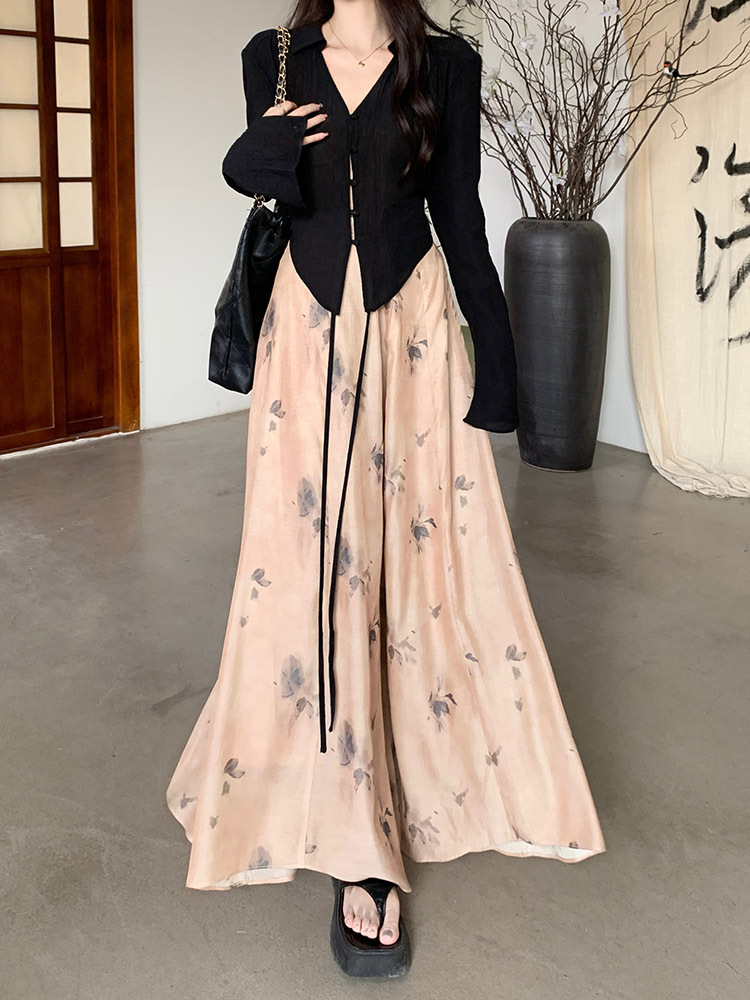 A new Chinese-style long-sleeved shirt set for women in spring and autumn, with a cool and Zen-like atmosphere. A two-piece skirt and trousers set pic 48