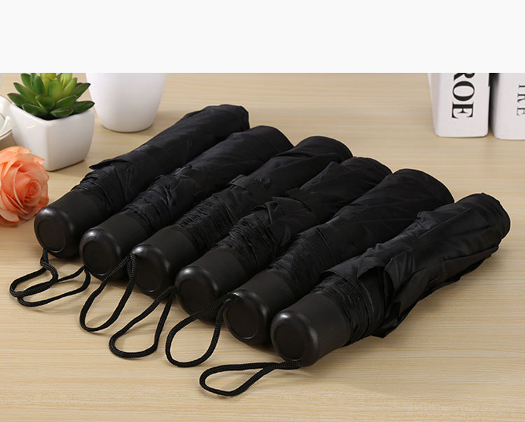 8K solid color umbrella, simple household mini portable three-fold umbrella, special promotion gift advertisement, folding umbrella pic 13