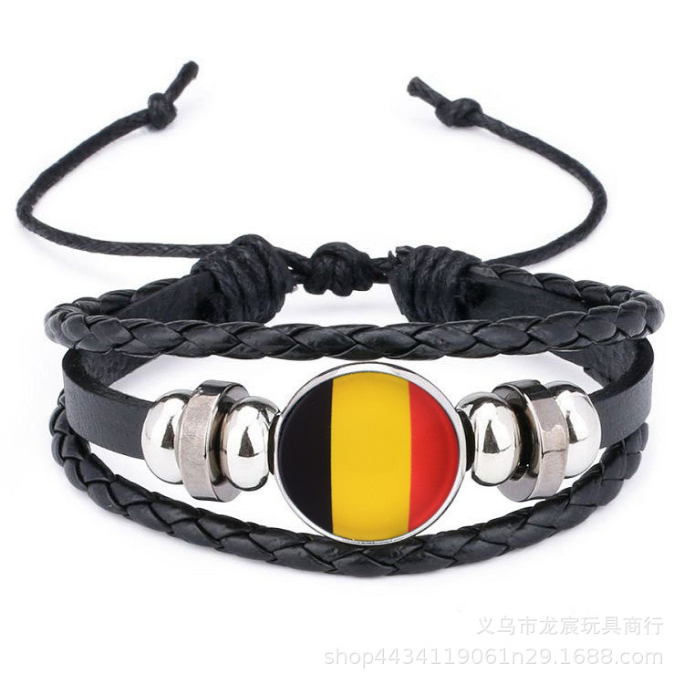 中国国旗手链 世界杯各国国旗 时光宝石手链 个性编织牛皮绳手链详情9