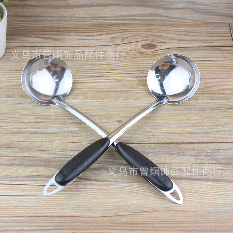 Long-handled black-handled large soup spoons, porridge spoons, cooking spoons, two-yuan kitchenware, hot pot soup spoons wholesale pic 4