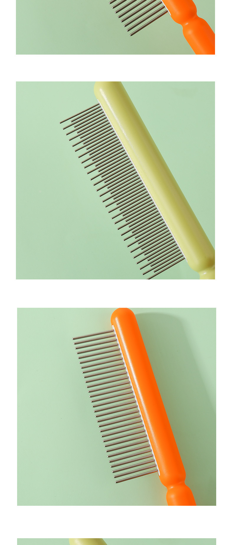 Wholesale of stainless steel straight-line combs for pets, cat and dog brushes, long-haired open-knot combs, and special combs for pet grooming pic 11