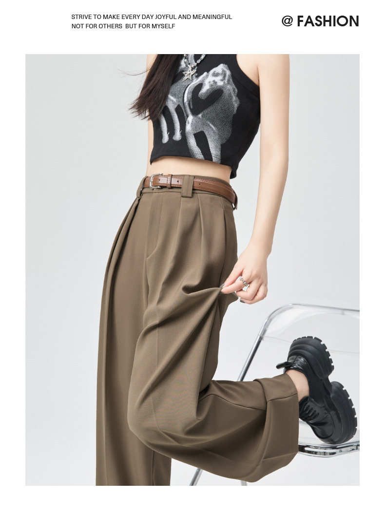 白色西装裤女夏薄宽松小个子直筒坠感休闲裤子高品质窄版阔腿长裤详情25