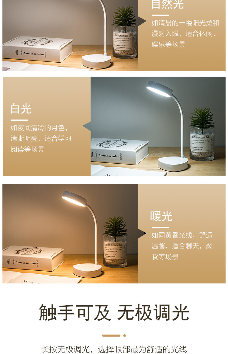 New USB charging LED eye-protecting desk lamp, student reading screen hanging lamp, folding night light, study gift, customized eye-protecting lamp, screen eye-protecting lamp pic 13