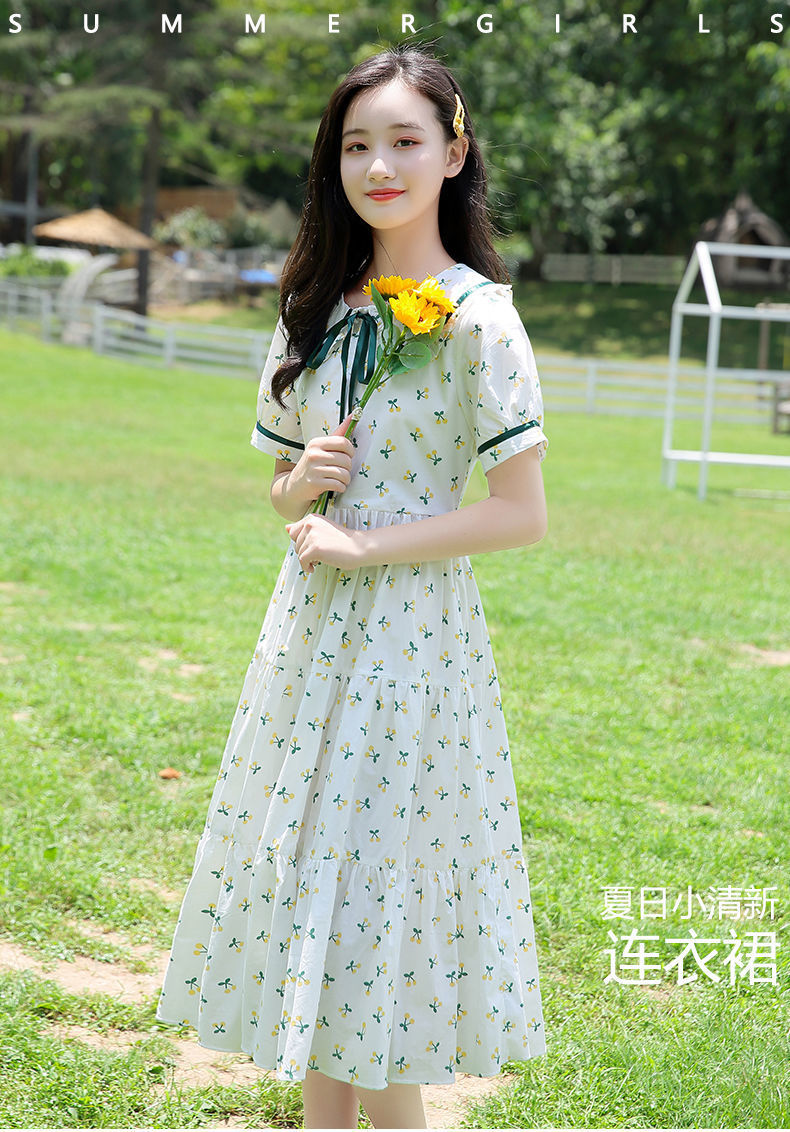 女童娃娃领连衣裙夏季新款12女孩13裙子15岁中大童学生宽松连衣裙详情1