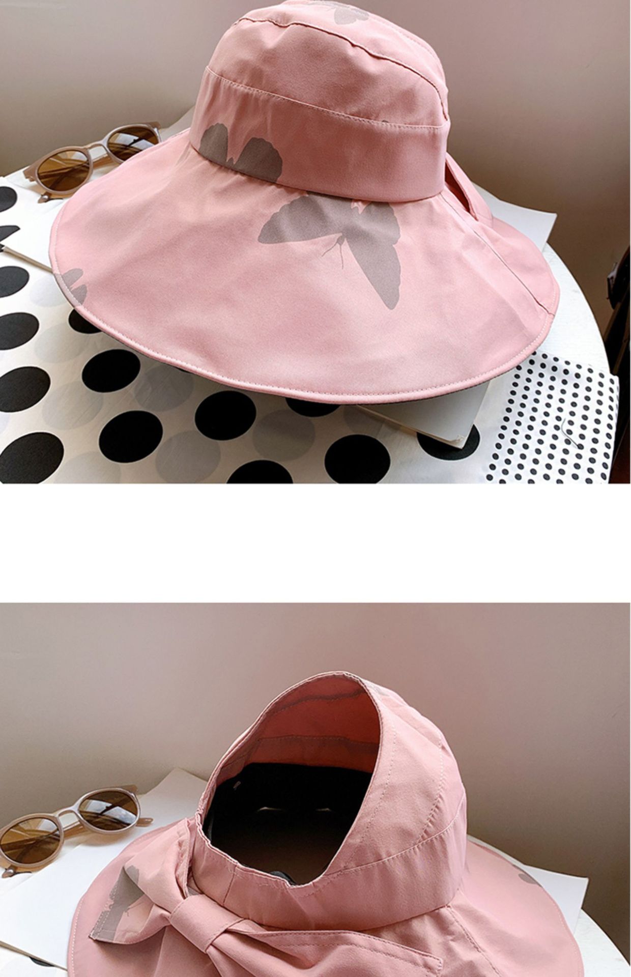 帽子女夏防晒空顶帽大沿韩版太阳帽百搭时尚蝴蝶结遮脸遮阳渔夫帽详情39