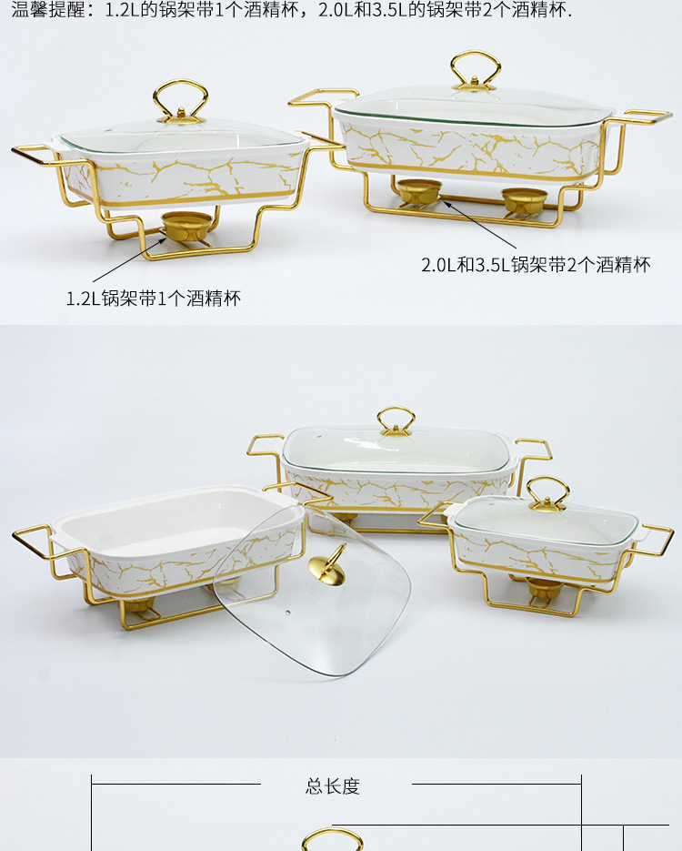 Cross-border supply ceramic alcohol stove, restaurant food heating container, square alcohol hot pot ceramic buffet stove, self-service fast food stove, alcohol hot pot, alcohol stove, restaurant buffet store portable alcohol hot pot stove pic 4