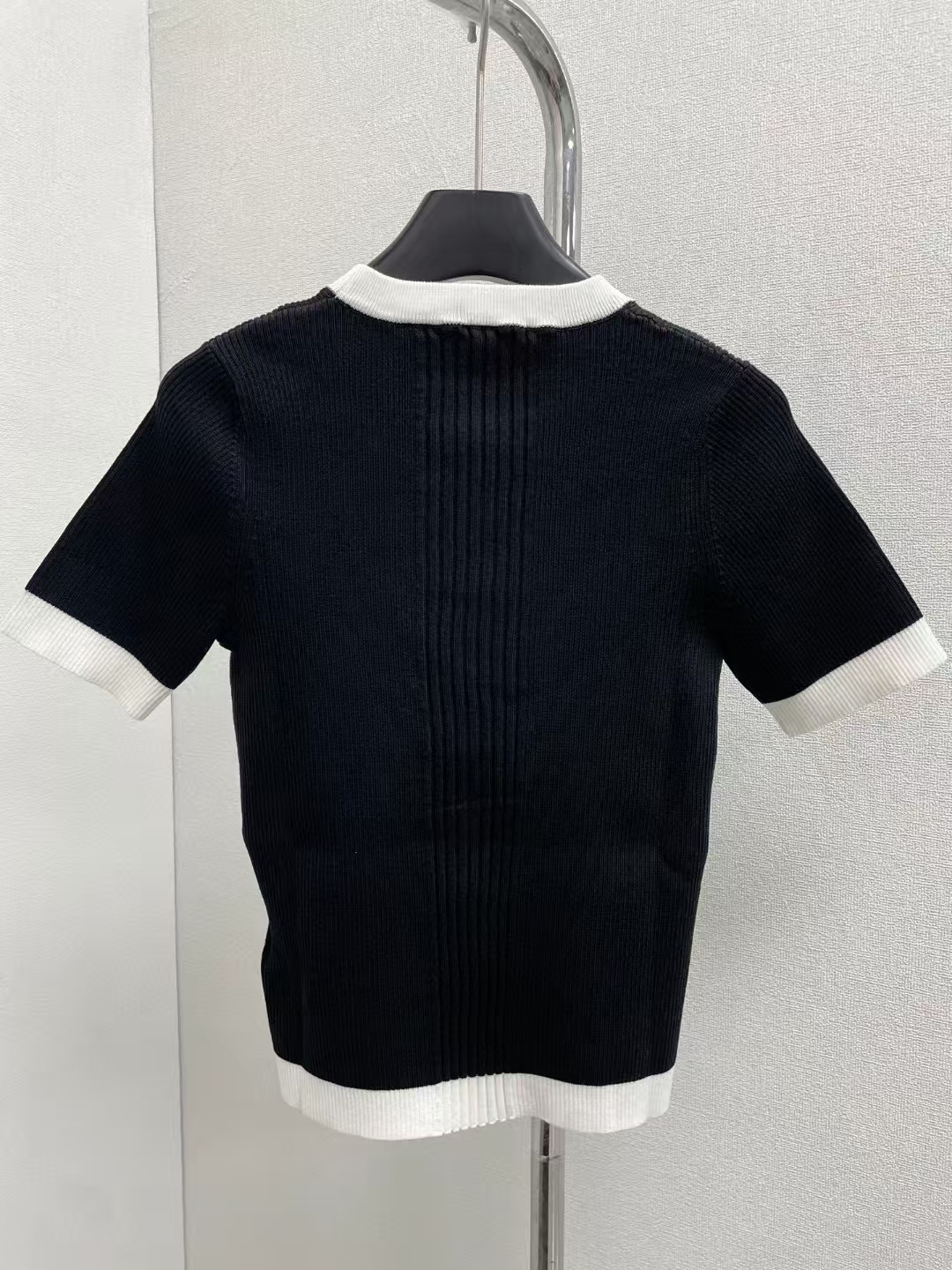 高定小香风双C镂空针织衫短袖25年早春新款修身显瘦百搭短款T恤女详情9