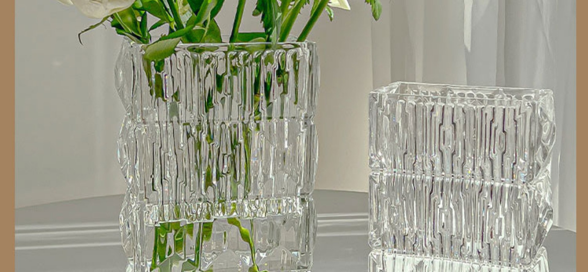 Vase ornaments, living room flower arrangements, high-end and light luxury, transparent glass, high-end hydroponic fresh flowers, roses, ins style pic 22