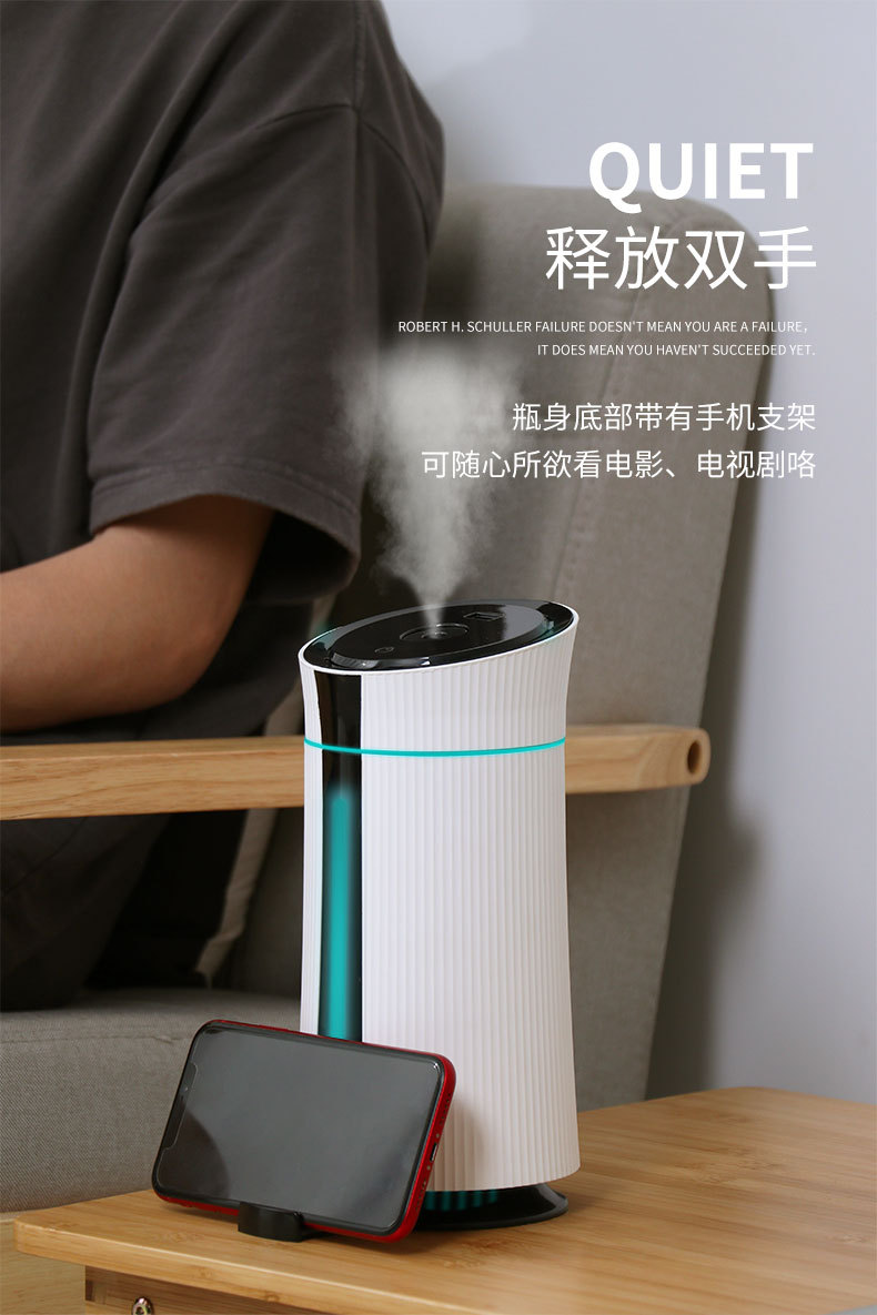 跨境现货小型家用卧室静音大喷雾USB加湿器办公室桌面加精油香薰详情7