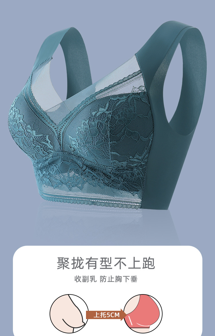 Direct sales from the manufacturer of the 2022 new large-sized latex beauty back bra without underwire, gathering fat mm200 pounds bra pic 4